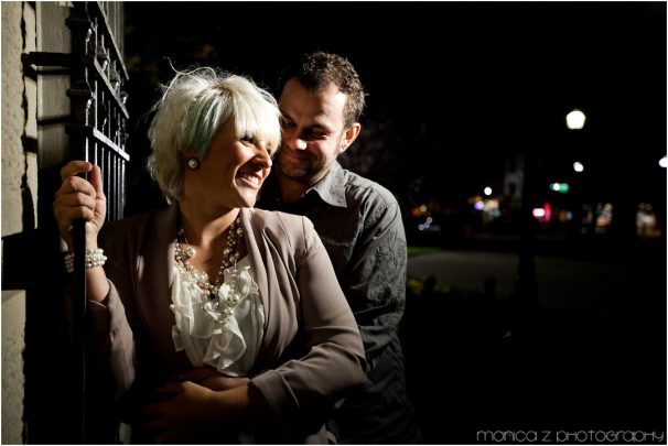 Mary & Phil | Night Engagement Session | Valparaiso IN Downtown