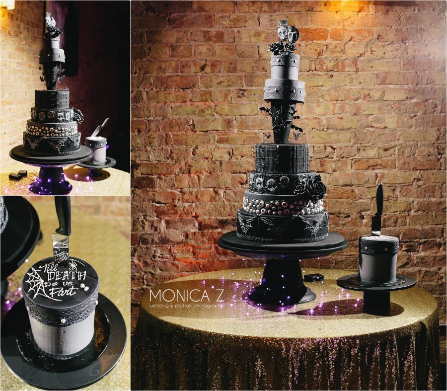 Embers Rensselear indiana wedding reception Halloween theme Designer Desserts Cake