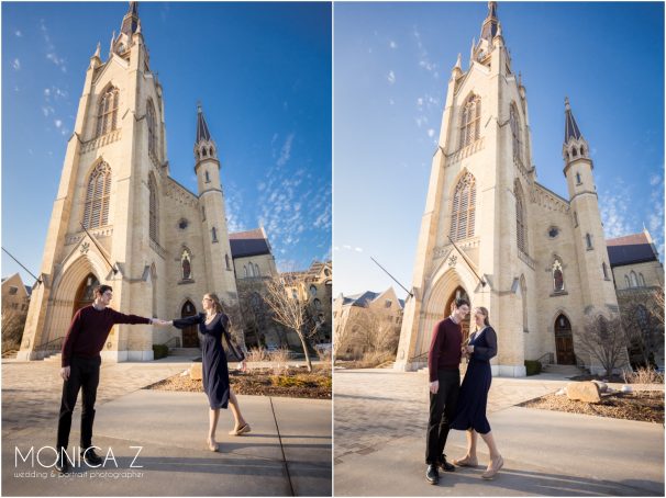 Katie & Gil | Notre Dame Engagement Session in early March